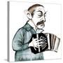 Astor Piazzolla, Argentinian tango composer, bandoneon player and arranger, caricature-Neale Osborne-Stretched Canvas