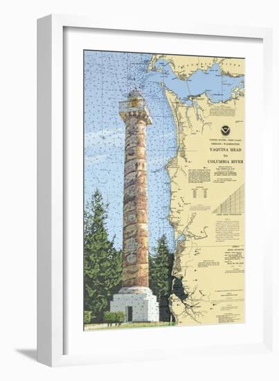 Astoria Column, Oregon - Nautical Chart-Lantern Press-Framed Art Print