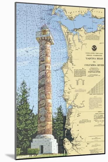 Astoria Column, Oregon - Nautical Chart-Lantern Press-Mounted Art Print