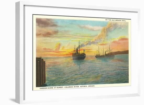 Astoria Harbor at Sunset, Oregon-null-Framed Art Print