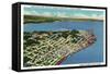 Astoria, Oregon - Aerial View of the City Looking Towards Young's Bay-Lantern Press-Framed Stretched Canvas