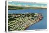 Astoria, Oregon - Aerial View of the City Looking Towards Young's Bay-Lantern Press-Stretched Canvas