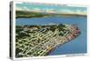 Astoria, Oregon - Aerial View of the City Looking Towards Young's Bay-Lantern Press-Stretched Canvas