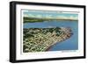 Astoria, Oregon - Aerial View of the City Looking Towards Young's Bay-Lantern Press-Framed Art Print