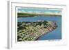 Astoria, Oregon - Aerial View of the City Looking Towards Young's Bay-Lantern Press-Framed Art Print