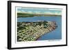 Astoria, Oregon - Aerial View of the City Looking Towards Young's Bay-Lantern Press-Framed Art Print