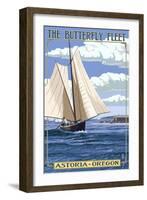 Astoria, Oregon - Butterfly Fleet-Lantern Press-Framed Art Print