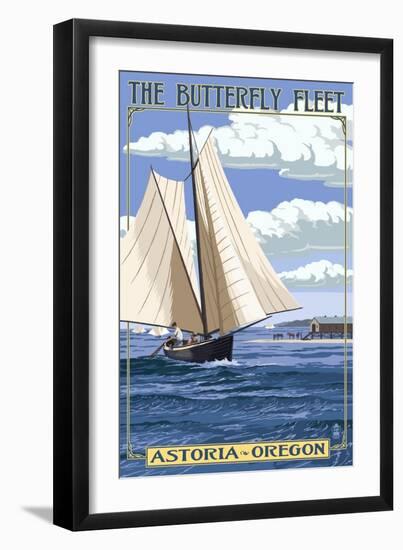 Astoria, Oregon - Butterfly Fleet-Lantern Press-Framed Art Print