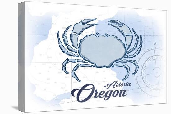 Astoria, Oregon - Crab - Blue - Coastal Icon-Lantern Press-Stretched Canvas