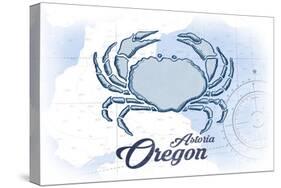 Astoria, Oregon - Crab - Blue - Coastal Icon-Lantern Press-Stretched Canvas