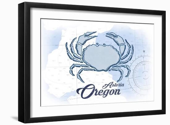 Astoria, Oregon - Crab - Blue - Coastal Icon-Lantern Press-Framed Art Print