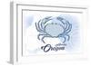 Astoria, Oregon - Crab - Blue - Coastal Icon-Lantern Press-Framed Art Print
