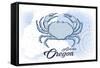 Astoria, Oregon - Crab - Blue - Coastal Icon-Lantern Press-Framed Stretched Canvas