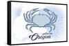 Astoria, Oregon - Crab - Blue - Coastal Icon-Lantern Press-Framed Stretched Canvas