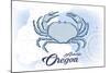 Astoria, Oregon - Crab - Blue - Coastal Icon-Lantern Press-Mounted Art Print