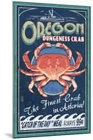 Astoria, Oregon - Dungeness Crab Vintage Sign-Lantern Press-Mounted Art Print