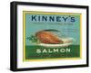 Astoria, Oregon - Kinney's Salmon Case Label-Lantern Press-Framed Art Print