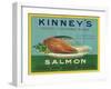 Astoria, Oregon - Kinney's Salmon Case Label-Lantern Press-Framed Art Print