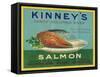 Astoria, Oregon - Kinney's Salmon Case Label-Lantern Press-Framed Stretched Canvas