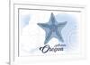 Astoria, Oregon - Starfish - Blue - Coastal Icon-Lantern Press-Framed Premium Giclee Print