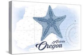 Astoria, Oregon - Starfish - Blue - Coastal Icon-Lantern Press-Stretched Canvas