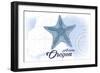 Astoria, Oregon - Starfish - Blue - Coastal Icon-Lantern Press-Framed Art Print