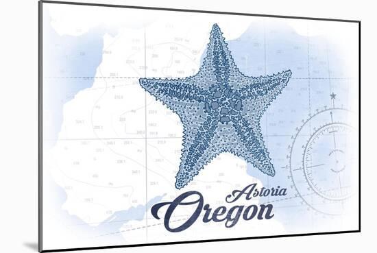 Astoria, Oregon - Starfish - Blue - Coastal Icon-Lantern Press-Mounted Art Print