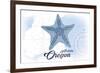 Astoria, Oregon - Starfish - Blue - Coastal Icon-Lantern Press-Framed Art Print