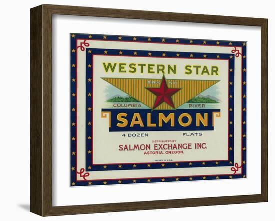 Astoria, Oregon - Western Star Salmon Case Label-Lantern Press-Framed Art Print