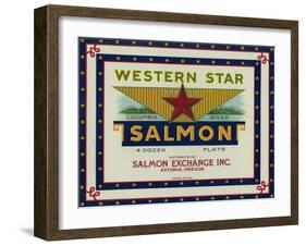 Astoria, Oregon - Western Star Salmon Case Label-Lantern Press-Framed Art Print