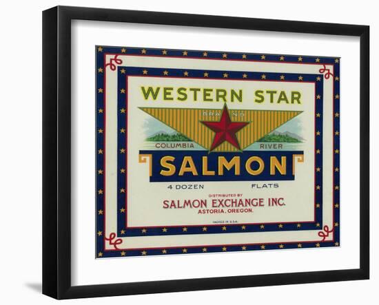 Astoria, Oregon - Western Star Salmon Case Label-Lantern Press-Framed Art Print