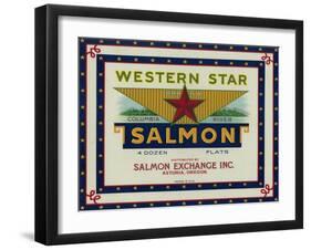 Astoria, Oregon - Western Star Salmon Case Label-Lantern Press-Framed Art Print