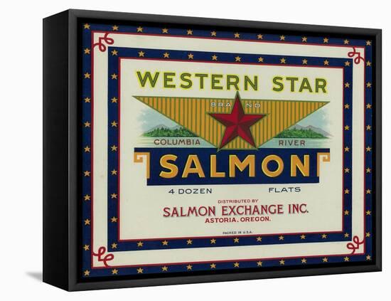 Astoria, Oregon - Western Star Salmon Case Label-Lantern Press-Framed Stretched Canvas