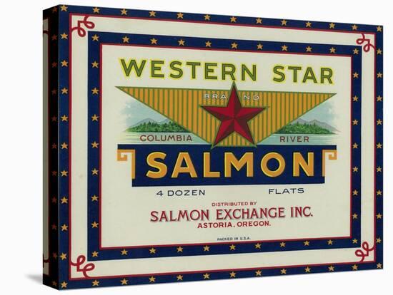 Astoria, Oregon - Western Star Salmon Case Label-Lantern Press-Stretched Canvas