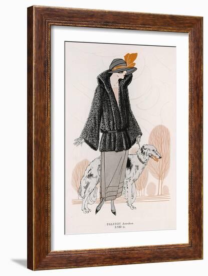 Astrakhan Coat and Borzoi-null-Framed Art Print