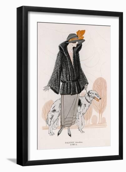 Astrakhan Coat and Borzoi-null-Framed Art Print