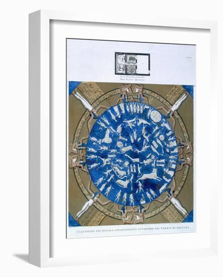 Astrological Planisphere of the Zodiac of Dendarah, Temple of Hathor, Dendarah, Egypt c.1802-Dominique Vivant Denon-Framed Giclee Print