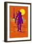 Astronaut and Rocket-Lantern Press-Framed Art Print