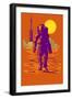 Astronaut and Rocket-Lantern Press-Framed Art Print