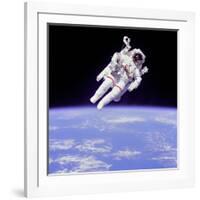 Astronaut Bruce Mccandless in Floating Weightless 320 Feet from the Space Shuttle Challenger-null-Framed Photo