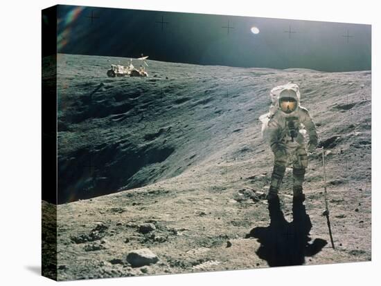 Astronaut Duke Next To Plum Crater, Apollo 16-null-Stretched Canvas