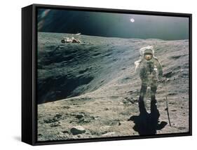 Astronaut Duke Next To Plum Crater, Apollo 16-null-Framed Stretched Canvas