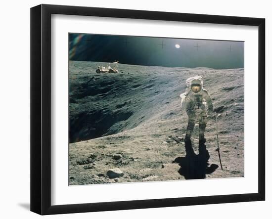 Astronaut Duke Next To Plum Crater, Apollo 16-null-Framed Photographic Print