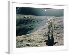 Astronaut Duke Next To Plum Crater, Apollo 16-null-Framed Photographic Print