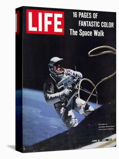 Astronaut Ed White in Space, Tethered to Gemini 4 Spaceship, The Space Walk, June 18, 1965-James A. Mcdivitt-Stretched Canvas