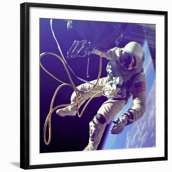 Astronaut Edward White During His 23 Minute Space Walk-null-Framed Photo