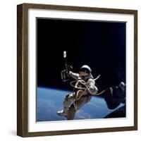 Astronaut Edward White Floating Weightless During the First US Spacewalk, June 3, 1965-null-Framed Photo