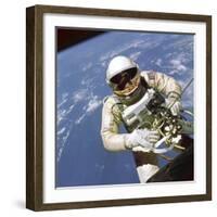 Astronaut Edward White Floats in Space-null-Framed Photo