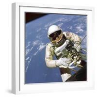 Astronaut Edward White Floats in Space-null-Framed Photo