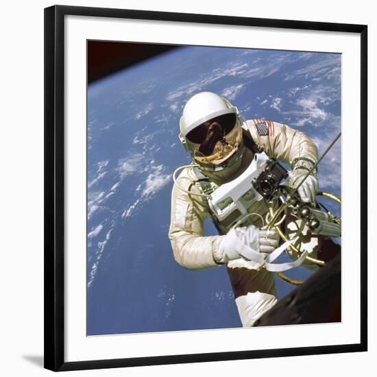 Astronaut Edward White Floats in Space-null-Framed Photo